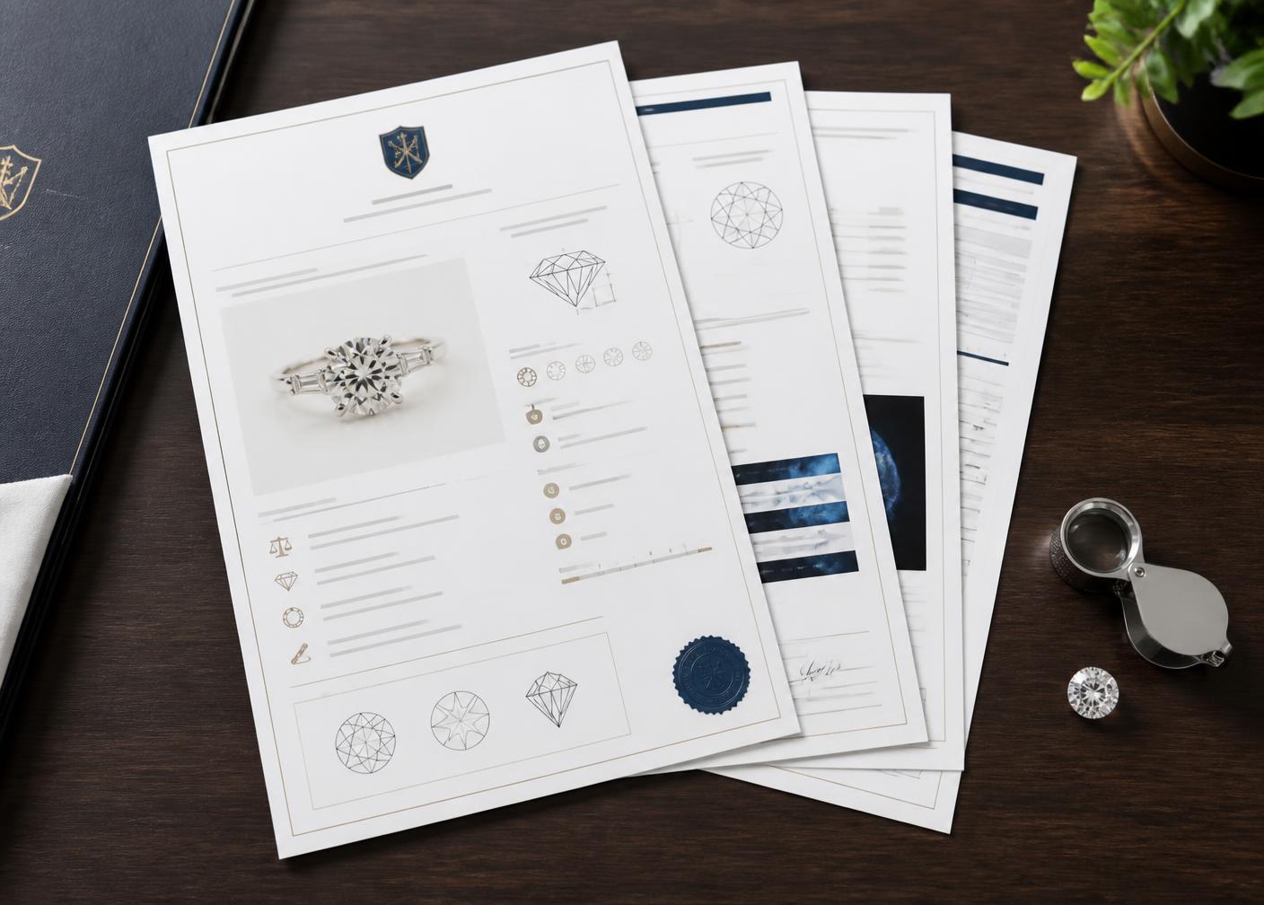 A bound UGA Labs appraisal report with gemological photography